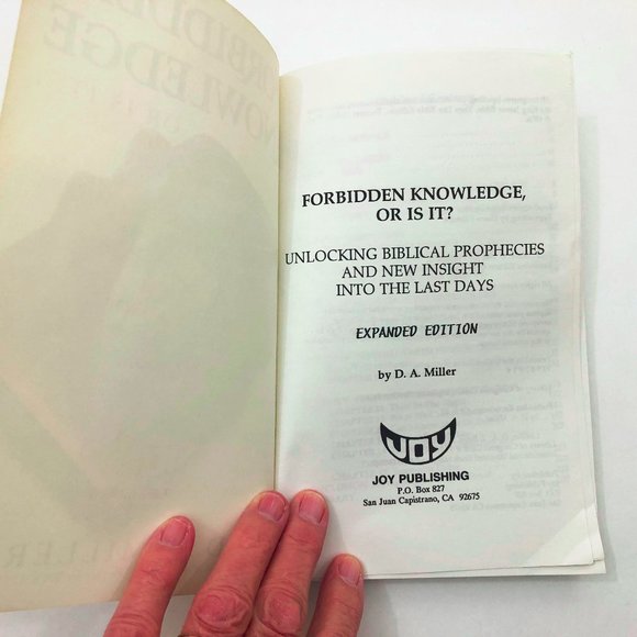Forbidden Knowledge Or Is It... By D. A. Miller 1994 Paperback - Picture 4 of 8